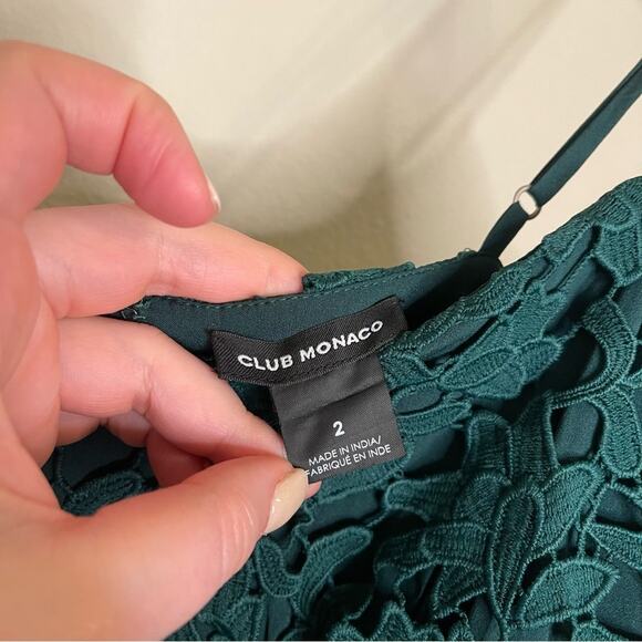 Club Monaco Women's Bliannah Spaghetti Strap Lace Midi Dress in Green 2 - Picture 8 of 13
